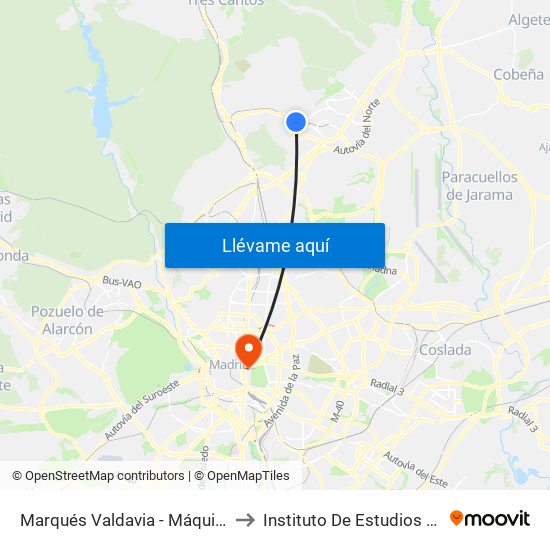 Marqués Valdavia - Máquina Del Tren to Instituto De Estudios Bursátiles map