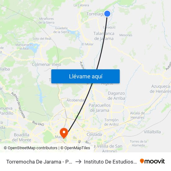 Torremocha De Jarama - Pza. Comercio to Instituto De Estudios Bursátiles map