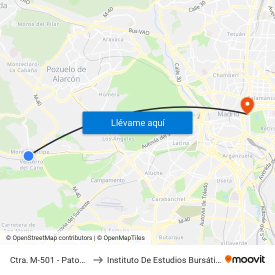Ctra. M-501 - Patones to Instituto De Estudios Bursátiles map