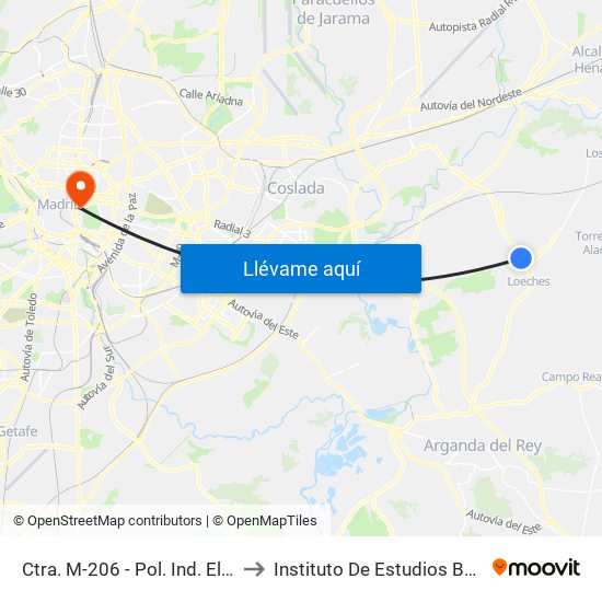 Ctra. M-206 - Pol. Ind. El Caballo to Instituto De Estudios Bursátiles map