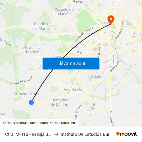 Ctra. M-413 - Granja Bovina to Instituto De Estudios Bursátiles map