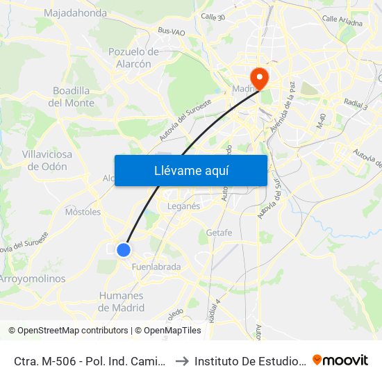 Ctra. M-506 - Pol. Ind. Camino De La Carrera to Instituto De Estudios Bursátiles map