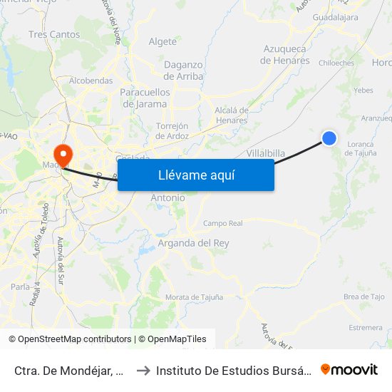 Ctra. De Mondéjar, Pioz to Instituto De Estudios Bursátiles map