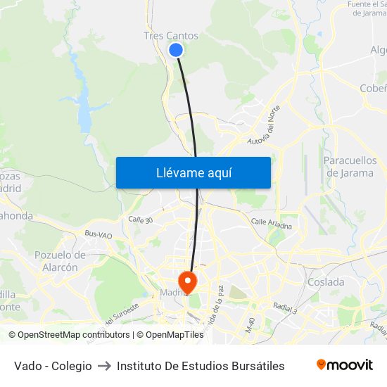Vado - Colegio to Instituto De Estudios Bursátiles map