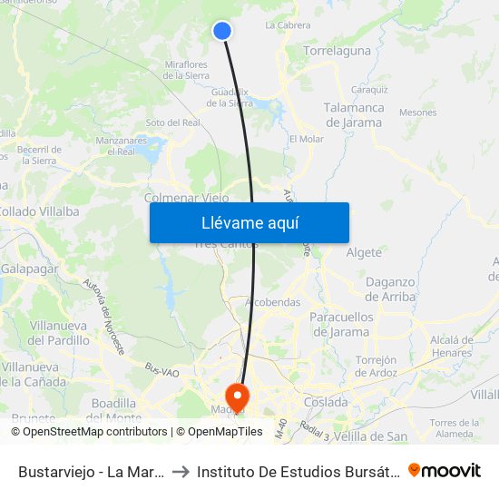 Bustarviejo - La Maruja to Instituto De Estudios Bursátiles map
