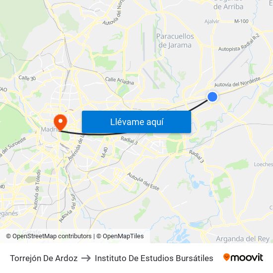 Torrejón De Ardoz to Instituto De Estudios Bursátiles map
