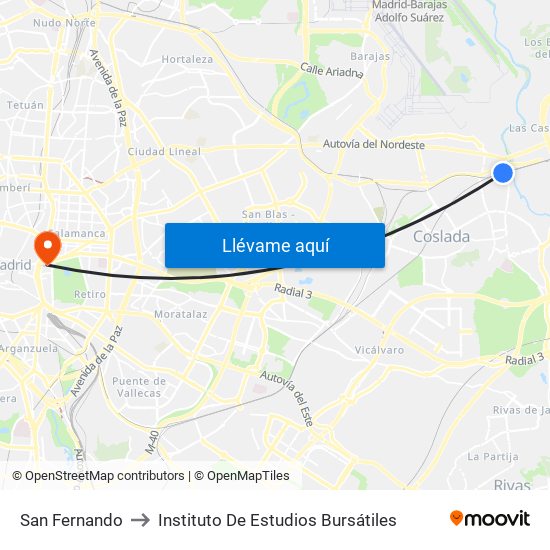 San Fernando to Instituto De Estudios Bursátiles map