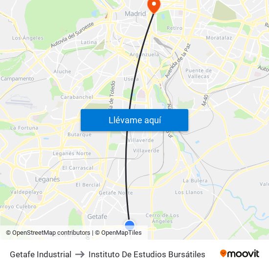 Getafe Industrial to Instituto De Estudios Bursátiles map