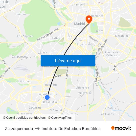 Zarzaquemada to Instituto De Estudios Bursátiles map