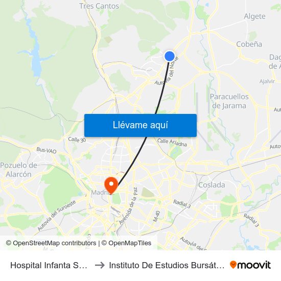 Hospital Infanta Sofía to Instituto De Estudios Bursátiles map