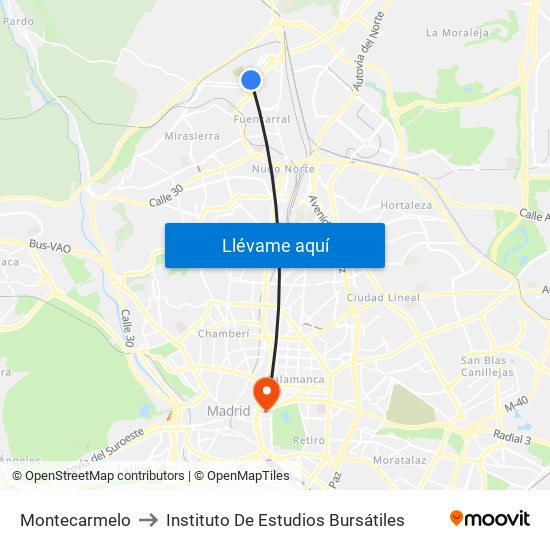 Montecarmelo to Instituto De Estudios Bursátiles map