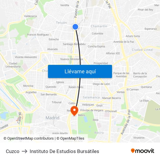 Cuzco to Instituto De Estudios Bursátiles map