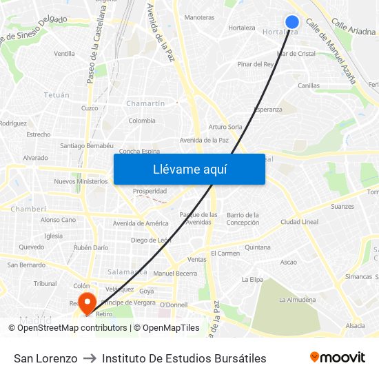 San Lorenzo to Instituto De Estudios Bursátiles map