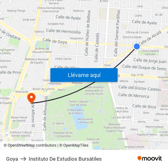 Goya to Instituto De Estudios Bursátiles map