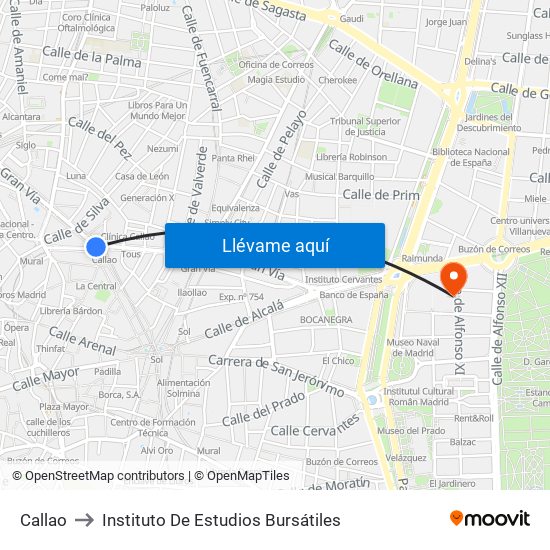 Callao to Instituto De Estudios Bursátiles map