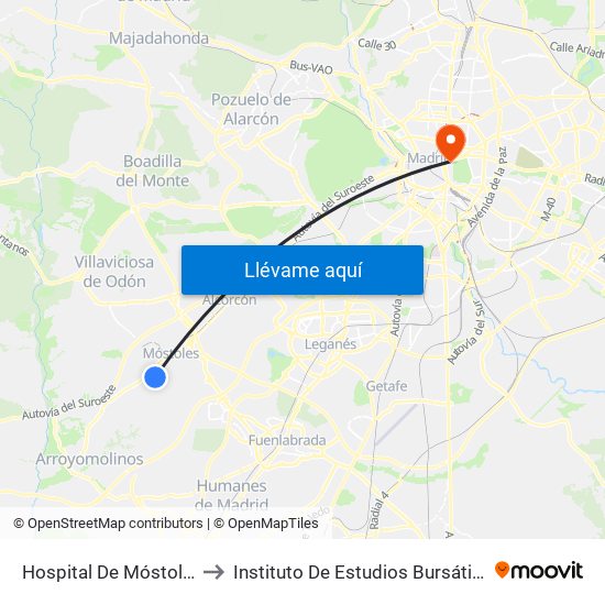 Hospital De Móstoles to Instituto De Estudios Bursátiles map