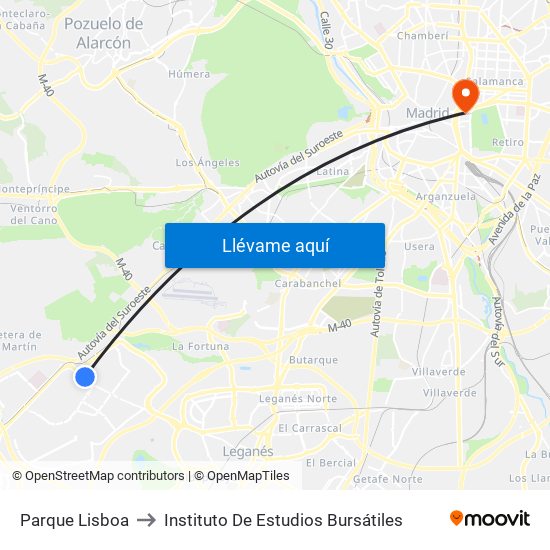 Parque Lisboa to Instituto De Estudios Bursátiles map