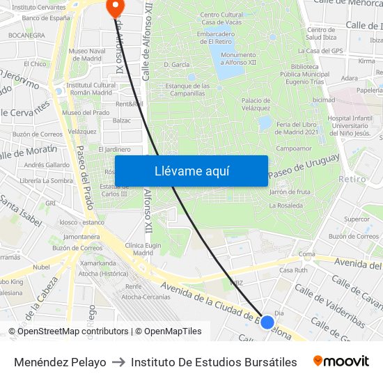 Menéndez Pelayo to Instituto De Estudios Bursátiles map