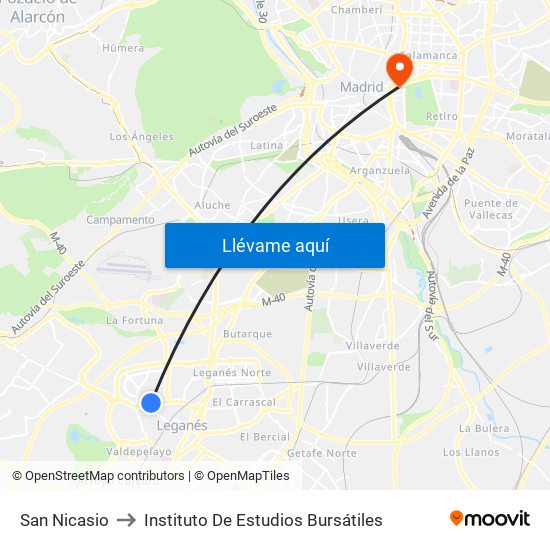 San Nicasio to Instituto De Estudios Bursátiles map