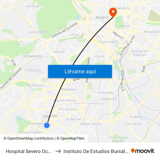 Hospital Severo Ochoa to Instituto De Estudios Bursátiles map