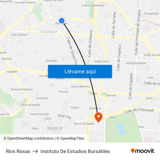 Ríos Rosas to Instituto De Estudios Bursátiles map