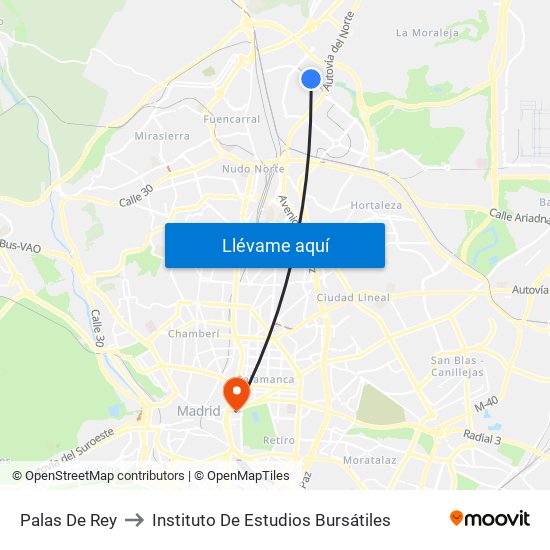 Palas De Rey to Instituto De Estudios Bursátiles map