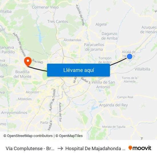 Vía Complutense - Brihuega to Hospital De Majadahonda Fremap map