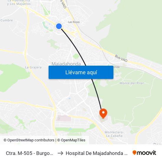 Ctra. M-505 - Burgocentro to Hospital De Majadahonda Fremap map