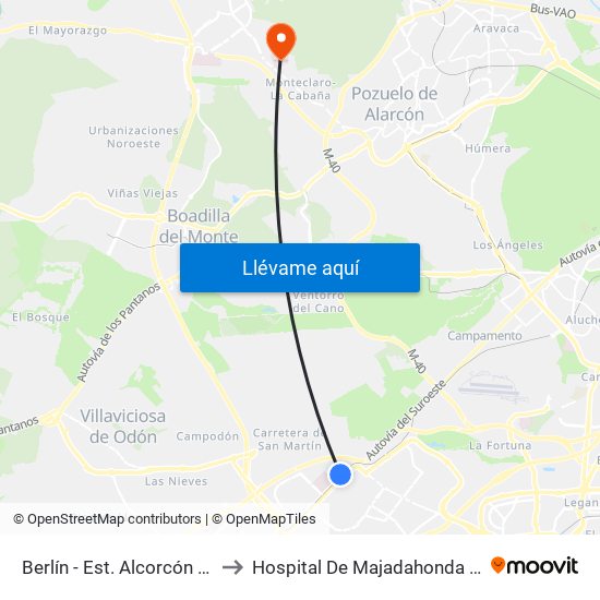 Berlín - Est. Alcorcón Central to Hospital De Majadahonda Fremap map