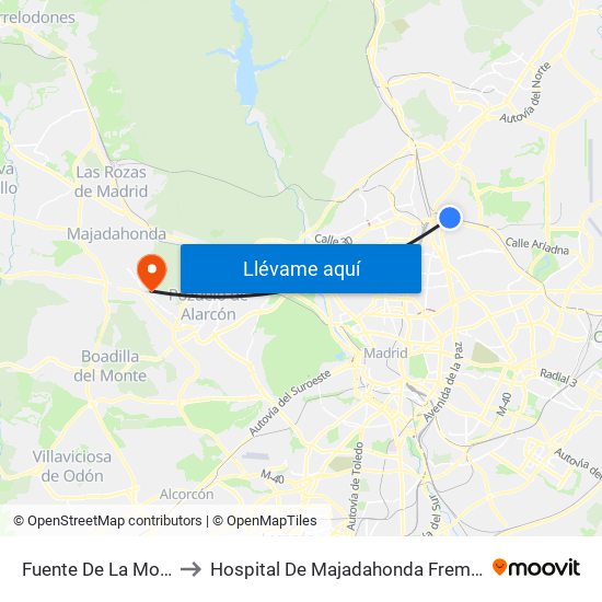 Fuente De La Mora to Hospital De Majadahonda Fremap map