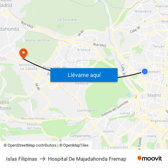 Islas Filipinas to Hospital De Majadahonda Fremap map