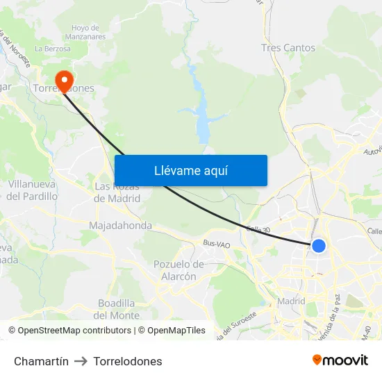 Chamartín to Torrelodones map
