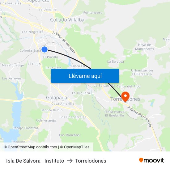 Isla De Sálvora - Instituto to Torrelodones map