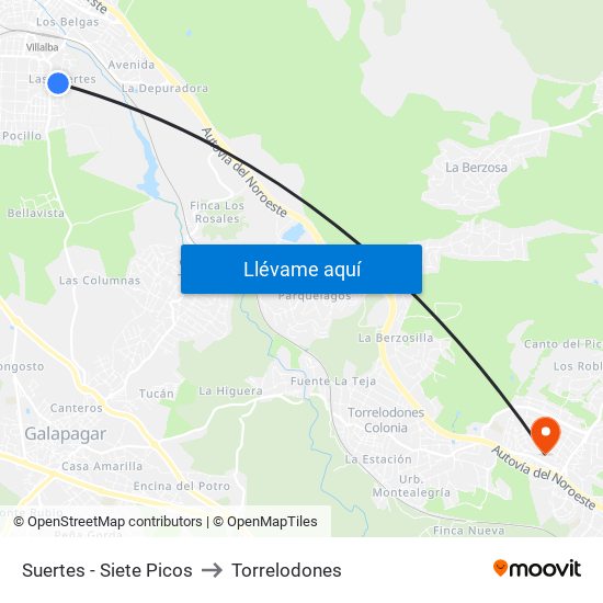 Suertes - Siete Picos to Torrelodones map