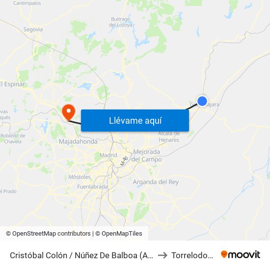 Cristóbal Colón / Núñez De Balboa (Antes) to Torrelodones map