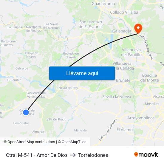 Ctra. M-541 - Amor De Dios to Torrelodones map