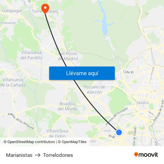 Marianistas to Torrelodones map