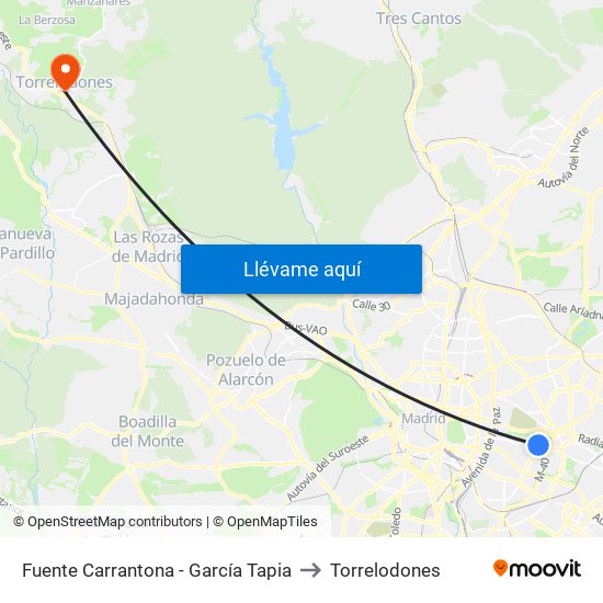 Fuente Carrantona - García Tapia to Torrelodones map
