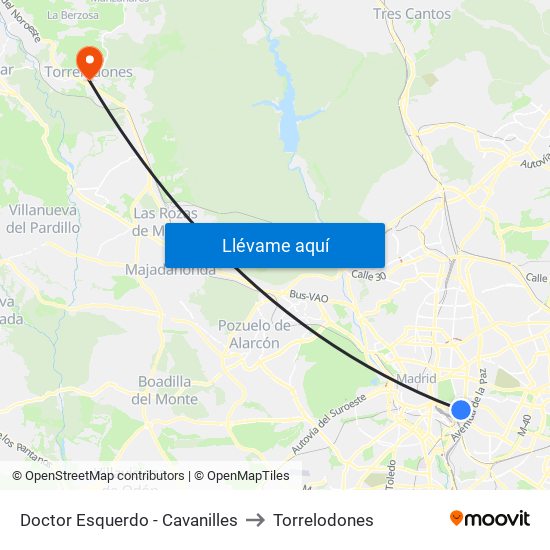 Doctor Esquerdo - Cavanilles to Torrelodones map