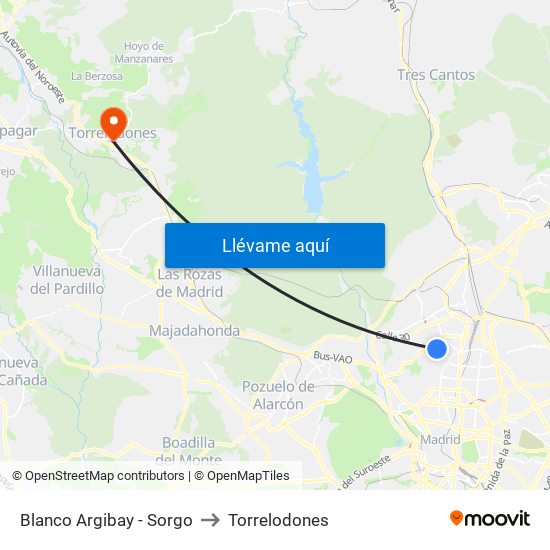 Blanco Argibay - Sorgo to Torrelodones map