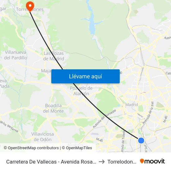 Carretera De Vallecas - Avenida Rosales to Torrelodones map