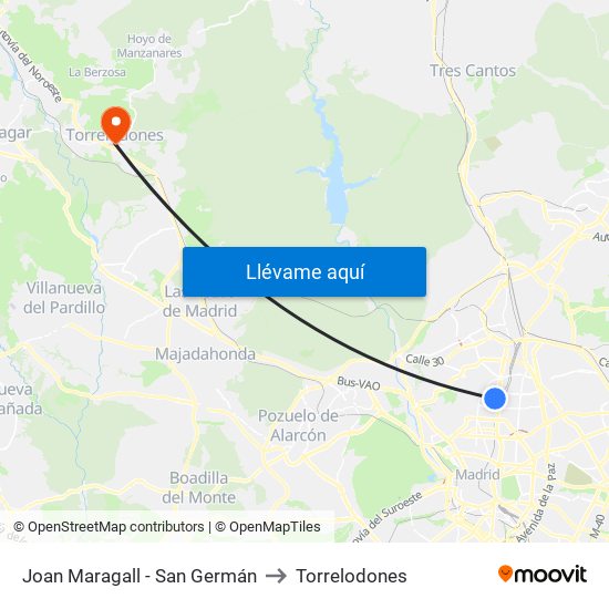 Joan Maragall - San Germán to Torrelodones map