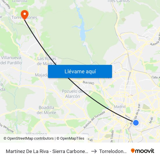 Martínez De La Riva - Sierra Carbonera to Torrelodones map