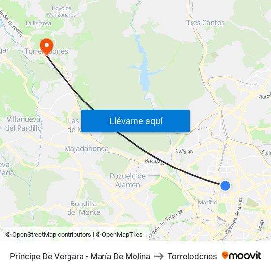Príncipe De Vergara - María De Molina to Torrelodones map