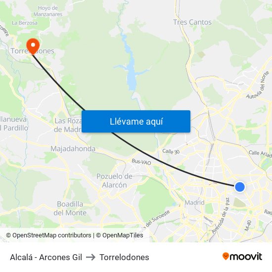 Alcalá - Arcones Gil to Torrelodones map