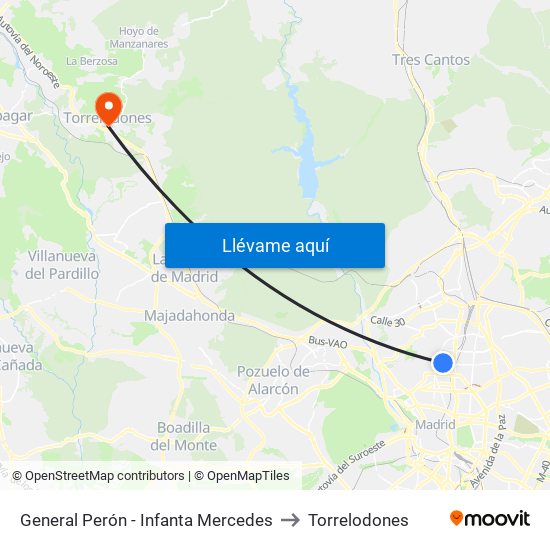 General Perón - Infanta Mercedes to Torrelodones map