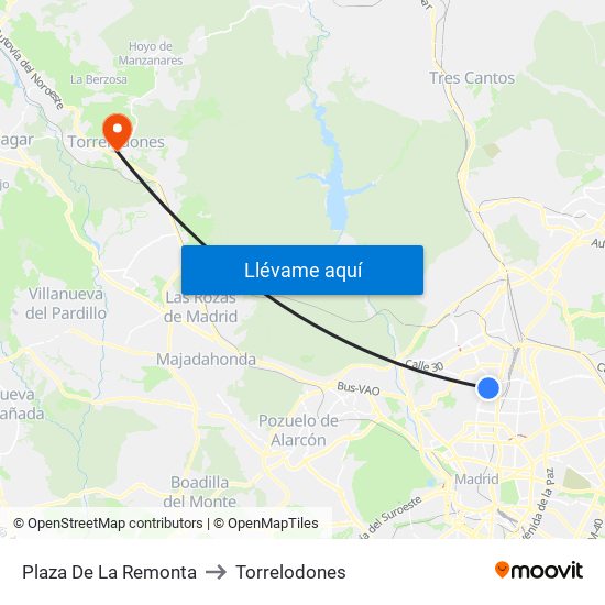 Plaza De La Remonta to Torrelodones map