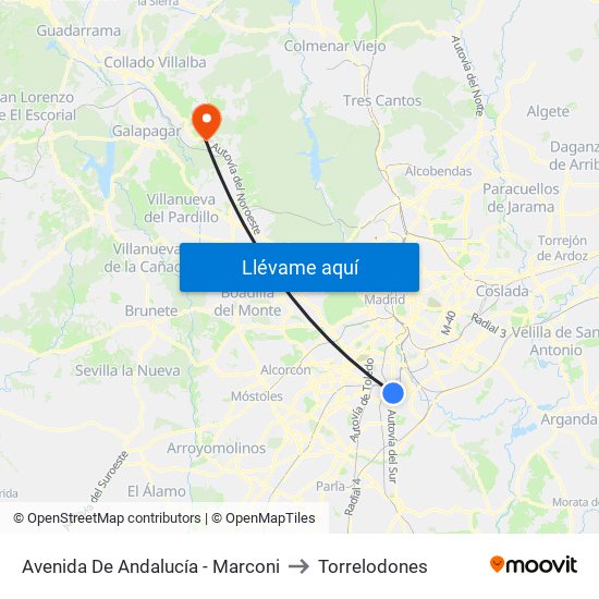 Avenida De Andalucía - Marconi to Torrelodones map