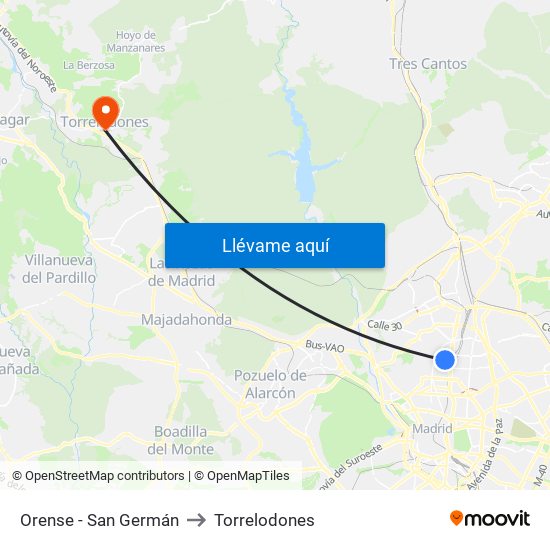 Orense - San Germán to Torrelodones map