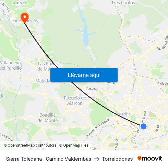 Sierra Toledana - Camino Valderribas to Torrelodones map